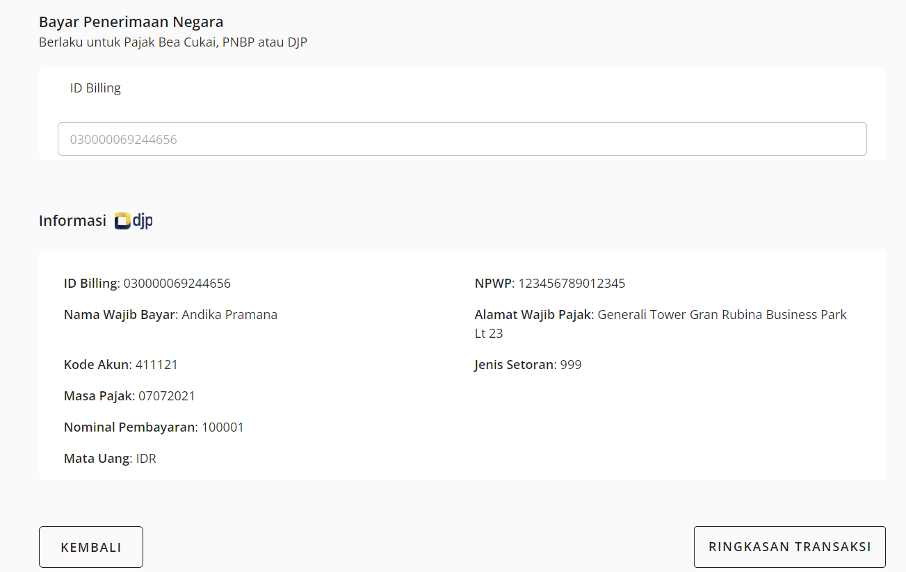 Membayar Kode Billing Untuk Pajak Bea Cukai, PNBP Dan DJP Melalui VISA ...